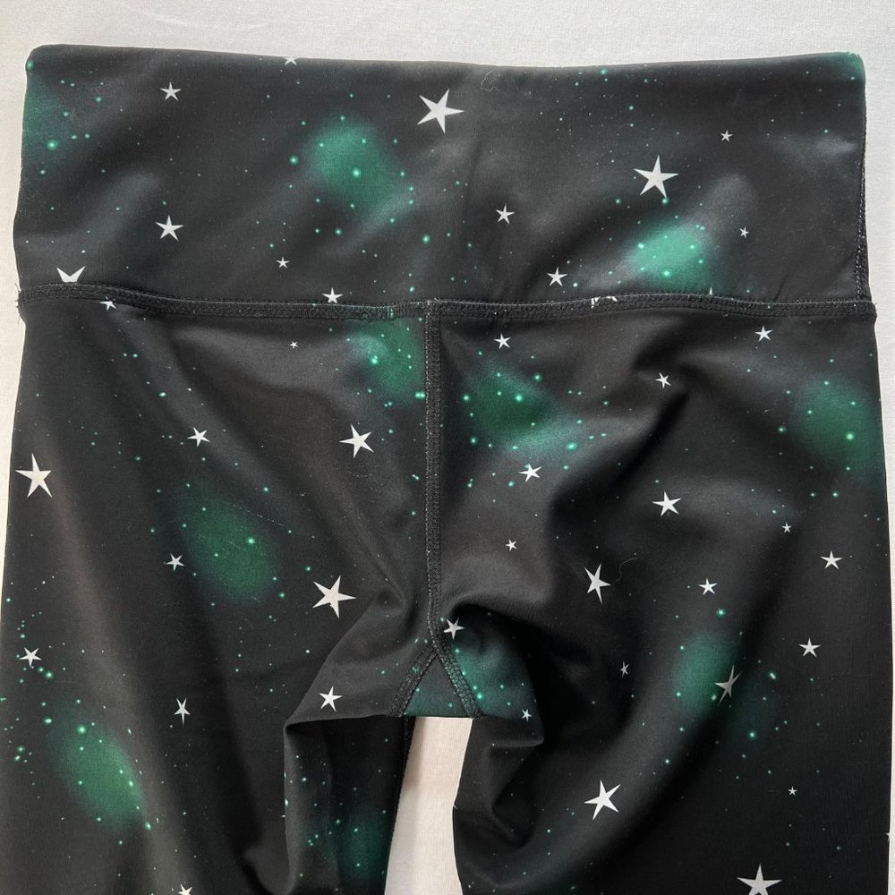Noli Yoga Leggings Cosmic Stars Galaxy Black Green Size Small - Picture 9 of 10